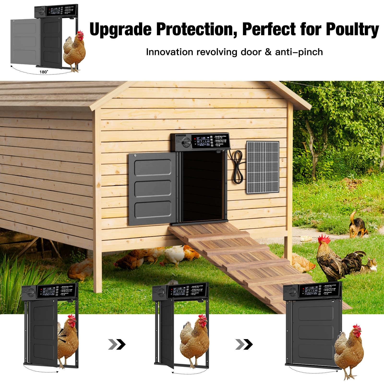 Pet Deluxe Automatic Chicken Coop Door Large Size Solar Powered Coop Door