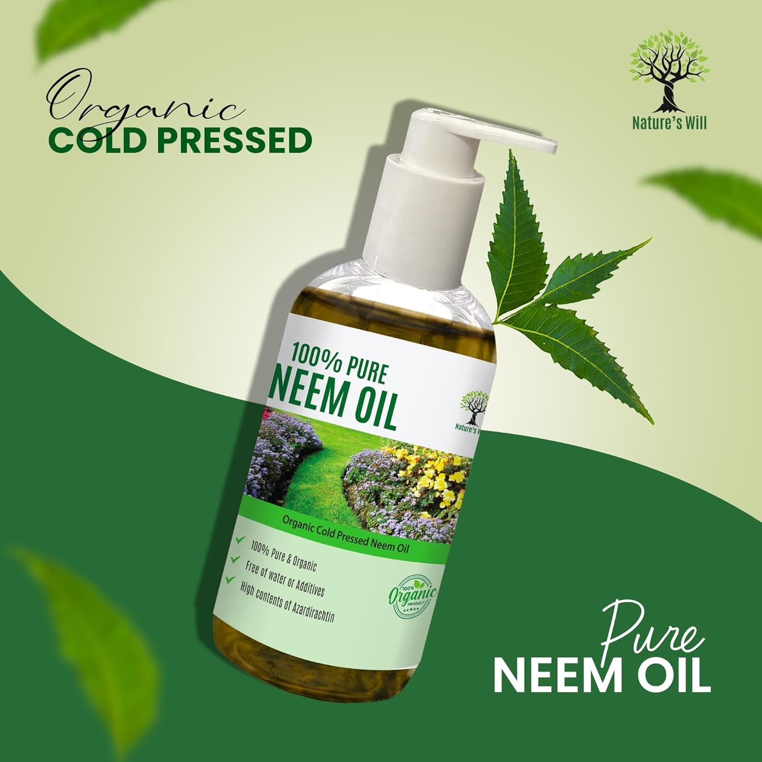 Nature’s Will 100% Pure Organic Neem Oil, Cold Pressed, Water Soluble for Plants