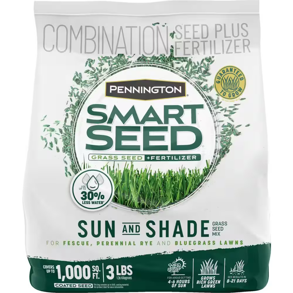 Smart Seed Sun and Shade North 3 Lb. 750 Sq. Ft. Grass Seed and Lawn Fertilizer