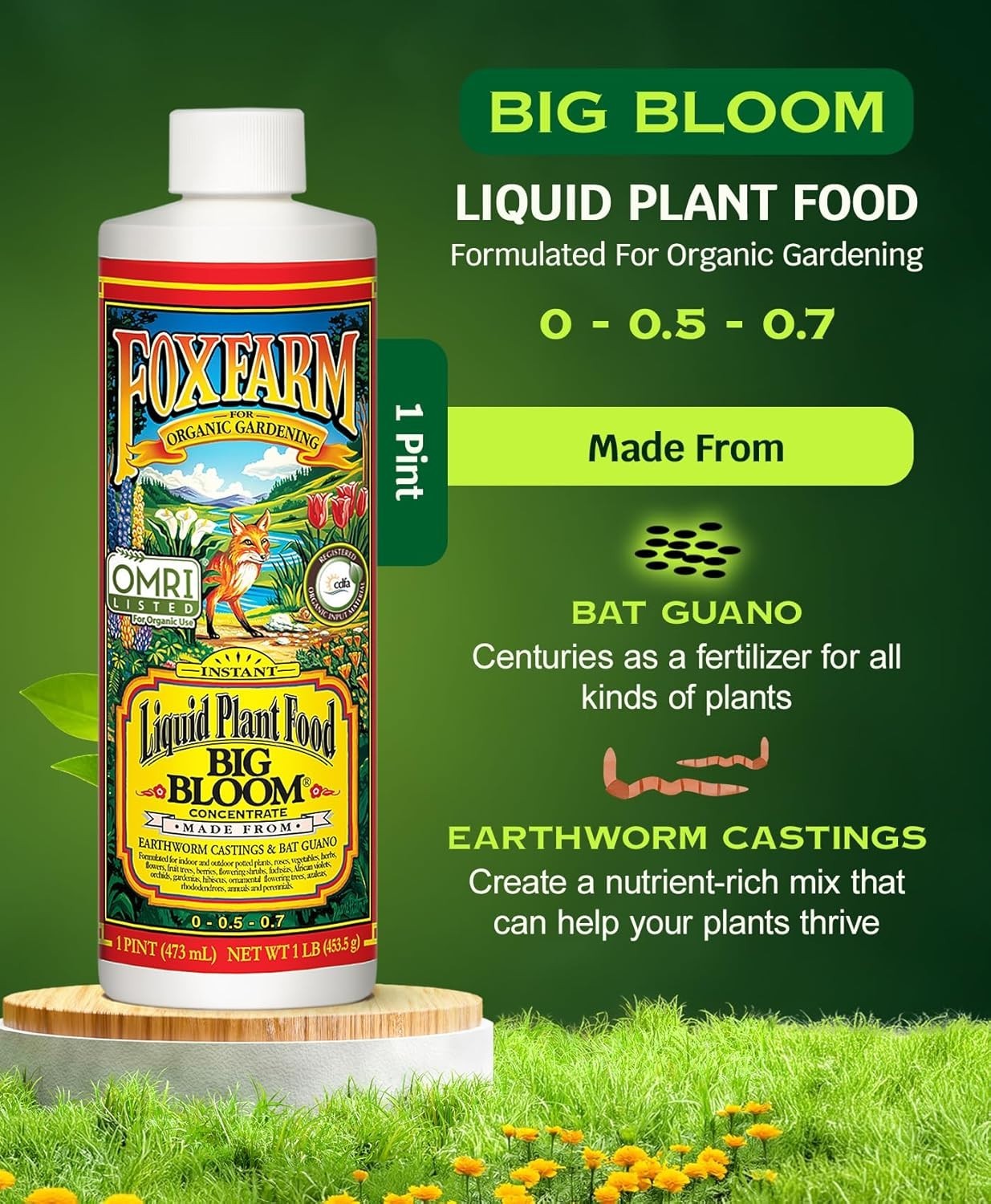 All-Natural Big Bloom Plant Food Concentrate – 16oz for Flowers & Herbs Growth