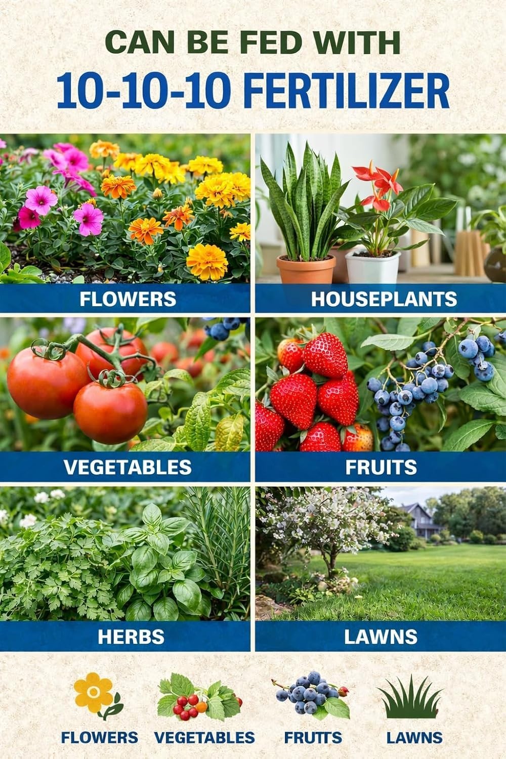 50 lb All-Purpose Fertilizer – Safe for Flowers, Vegetables & Lawns – 10-10-10