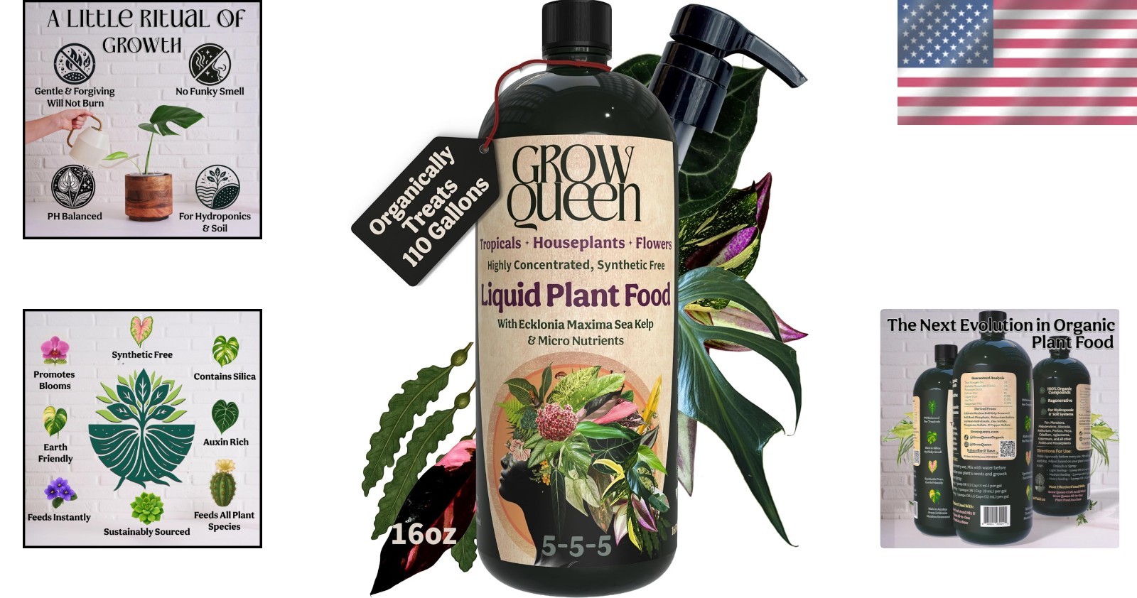 Earth-Friendly Organic Indoor Plant Fertilizer, 16oz
