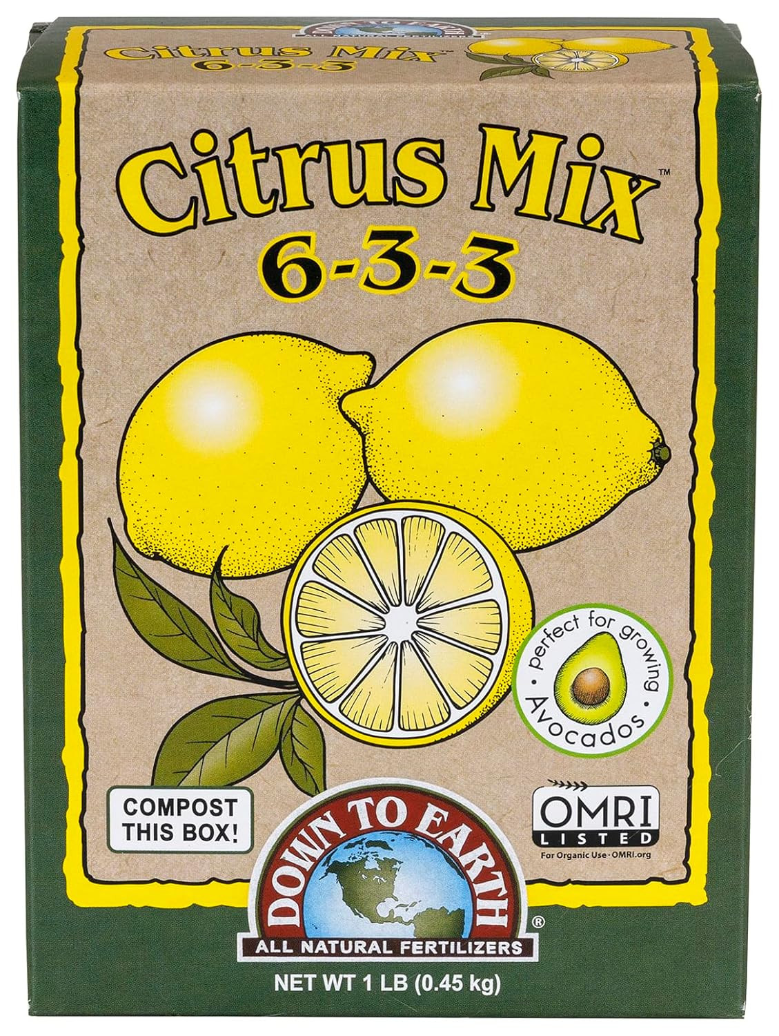 Down to Earth Organic Citrus Fertilizer Mix 6-3-3, 1 Lb