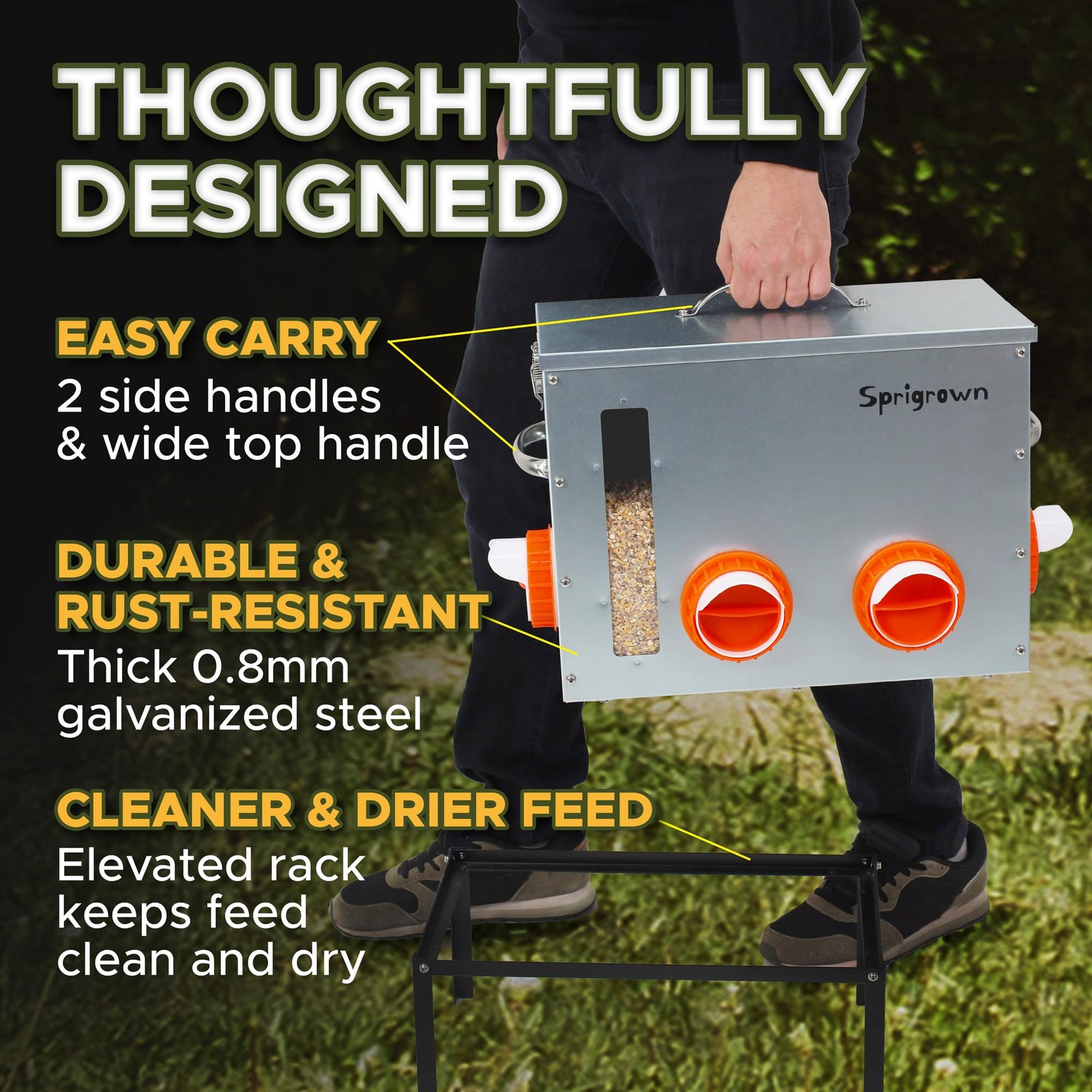 Metal Chicken Feeder 40lb, No Waste Automatic Chicken Feeder with Window, Gal…