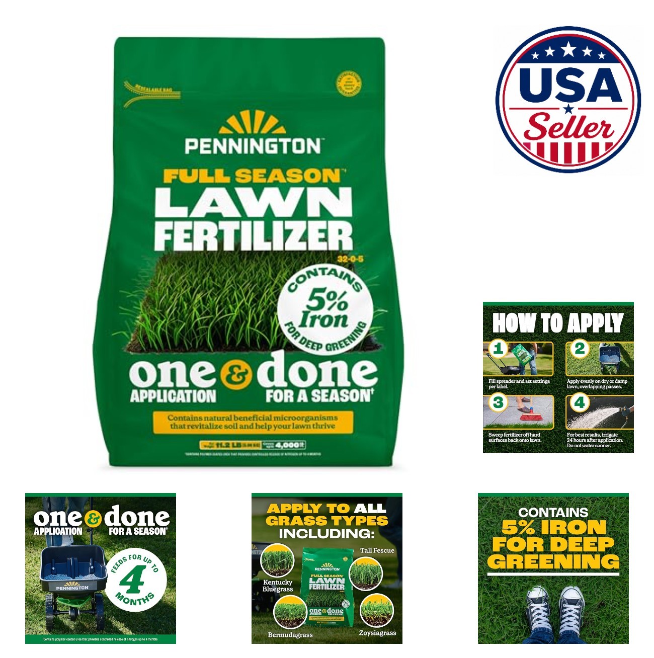 Full Season Lawn Fertilizer 32 0 5 4 Month 11.2lb Iron Microorganisms Soil