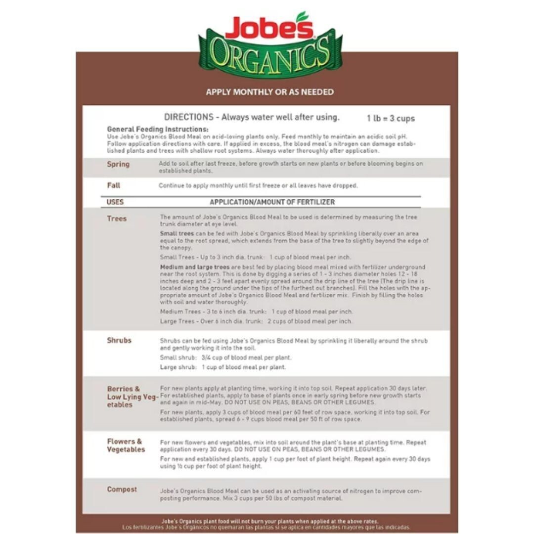 Jobe’s 09327 3 lb Organic Blood Meal 12-0-0 Fertilizer Plant Food – Pack of 2