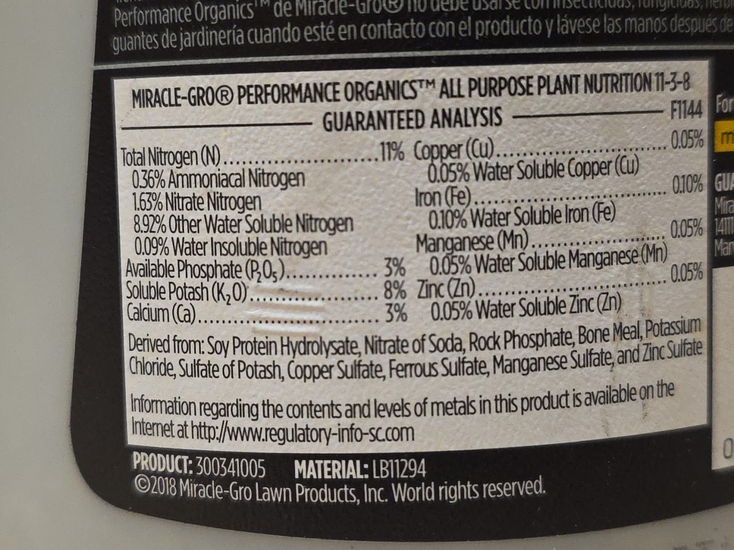 Lot of 4 Miracle-Gro Performance Organics Garden Feeder, 12 oz.
