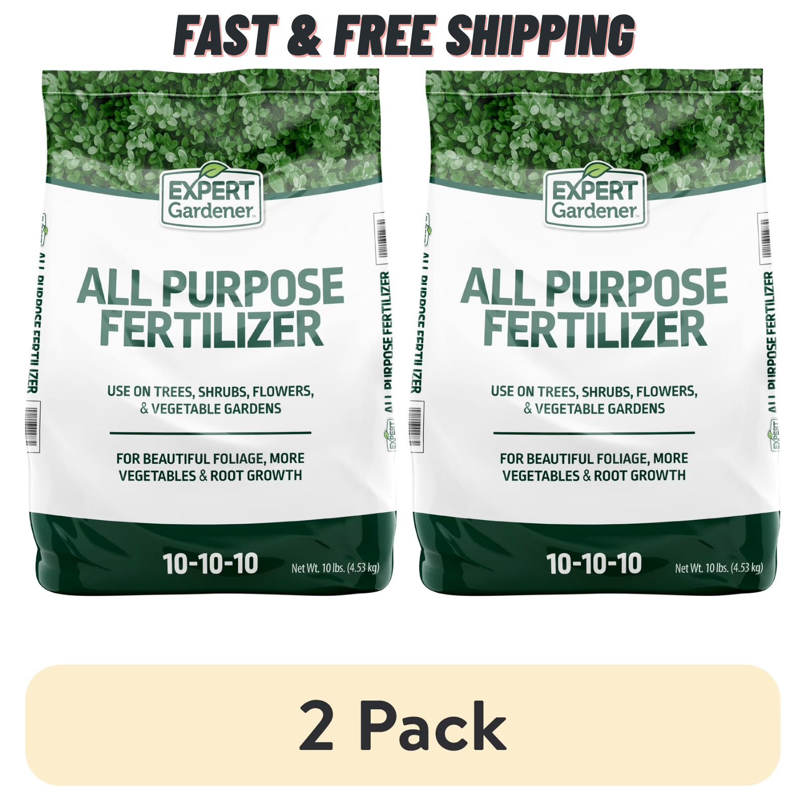 (2 Pack) Expert Gardener All Purpose Plant Food 10-10-10 Fertilizer 10 lb Bags