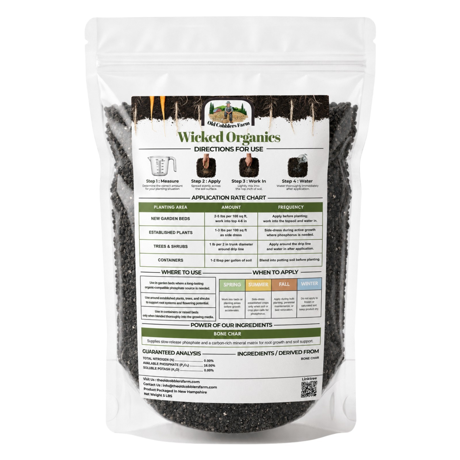 Old Cobblers Farm™ Wicked Organics Bone Char – Strong Roots & Plant Growth