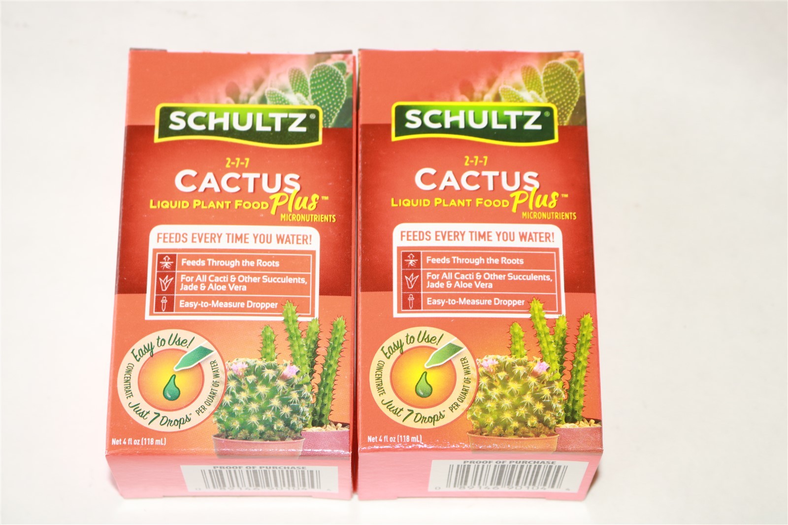 LOT OF 2 SCHULTZ LIQUID CACTUS PLANT FOOD 2-7-7 Succulents Jade Aloe Vera 4oz Ea