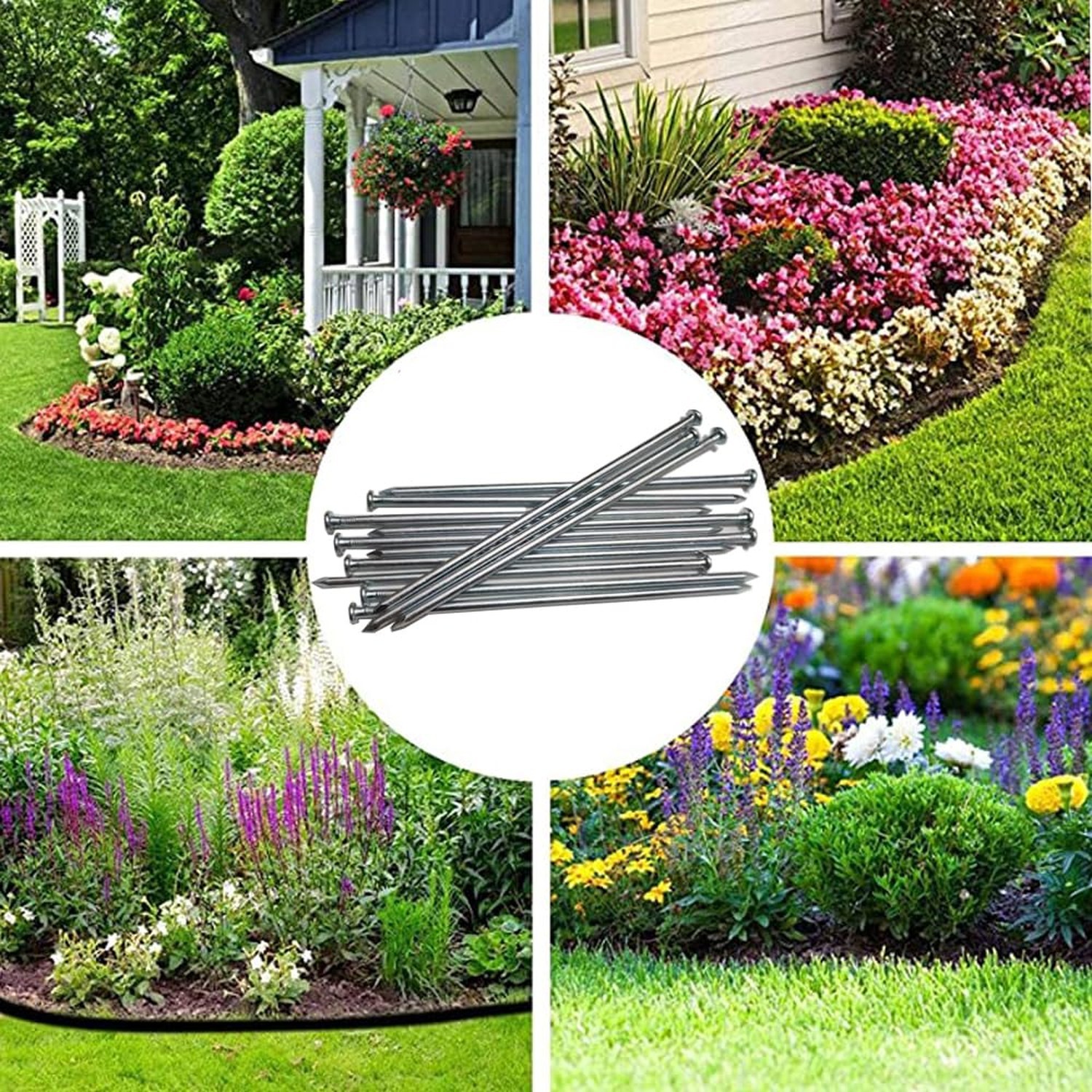 Metal Stakes, 10 Inch 50Pcs Silver Galvanized Landscape Spikes,Garden Nails |…