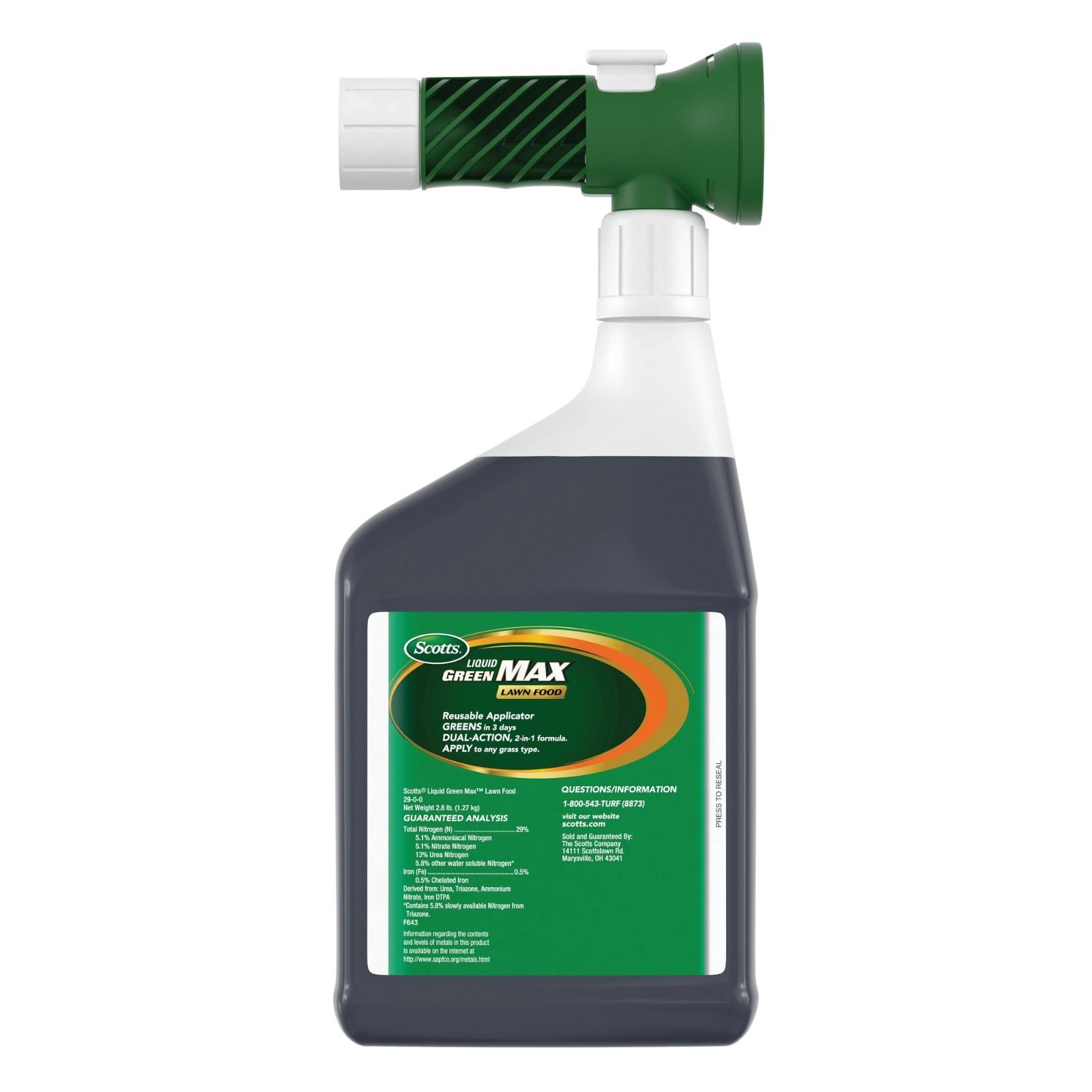 Liquid Lawn Fertilizer & Iron Supplement, 32 oz – All Grass Types, 29-0-0 NPK