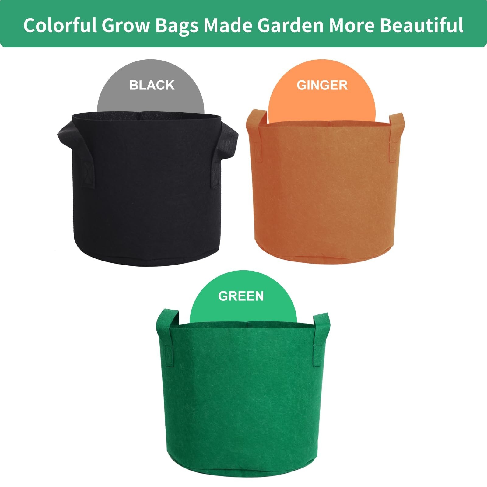 SILKIR Grow Bags, 10 Gallon, Colorful 3 Pack (No windows)