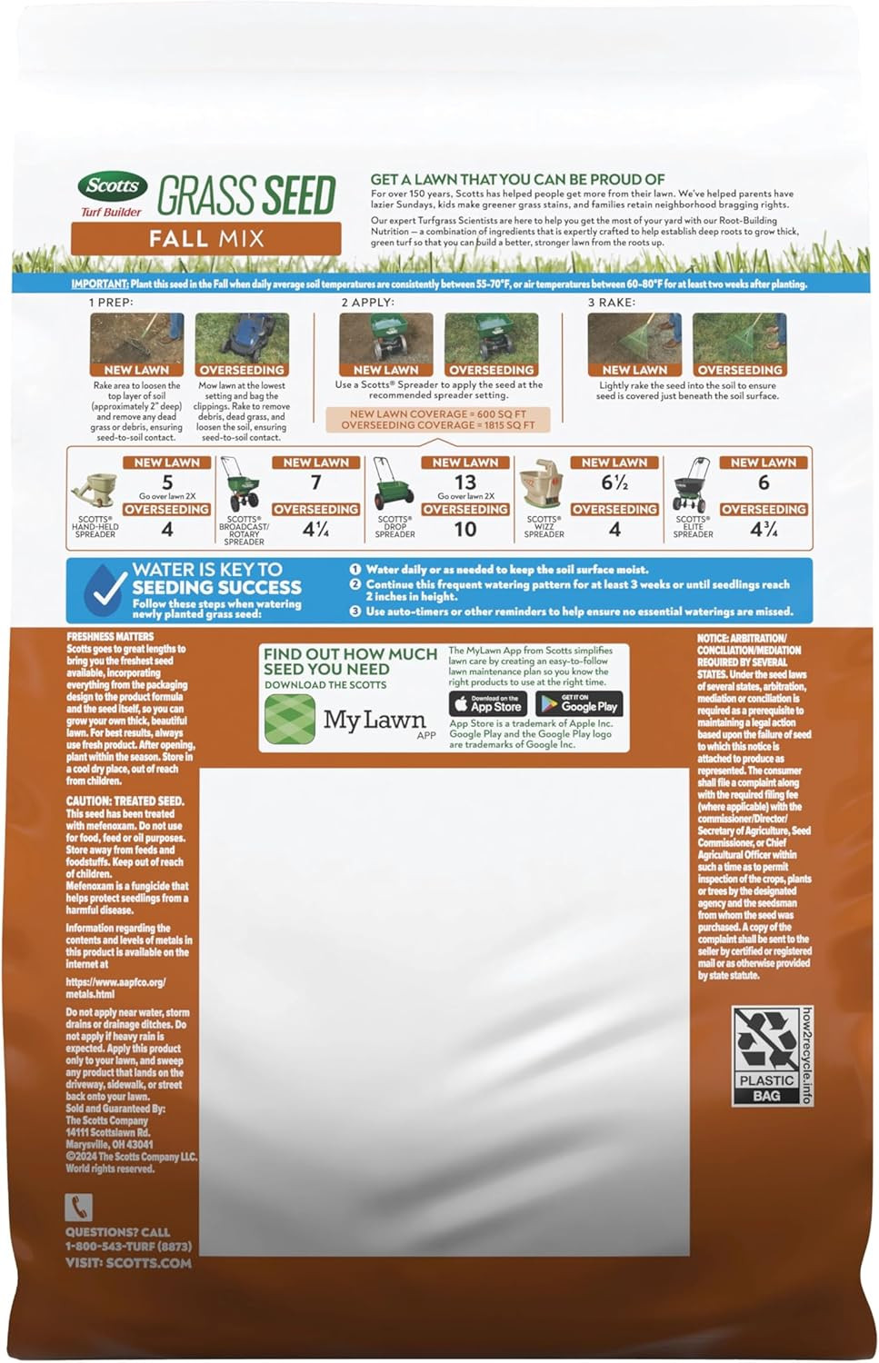 Scotts Turf Builder Grass Seed Fall Mix, 2.4 Lbs. | Grass Seed plus Lawn Fertili