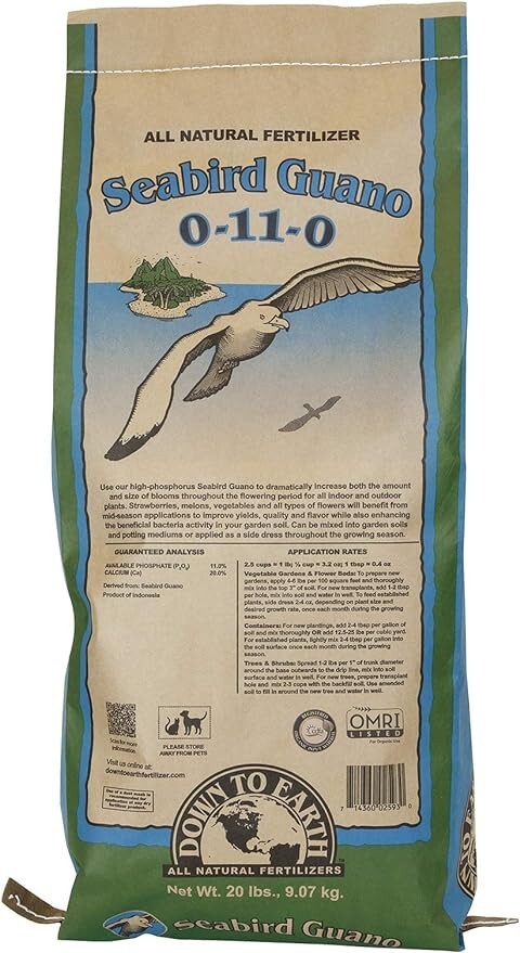 Down to Earth Seabird Guano 0-11-0 40 LB bag will ship in plasticBag 101549