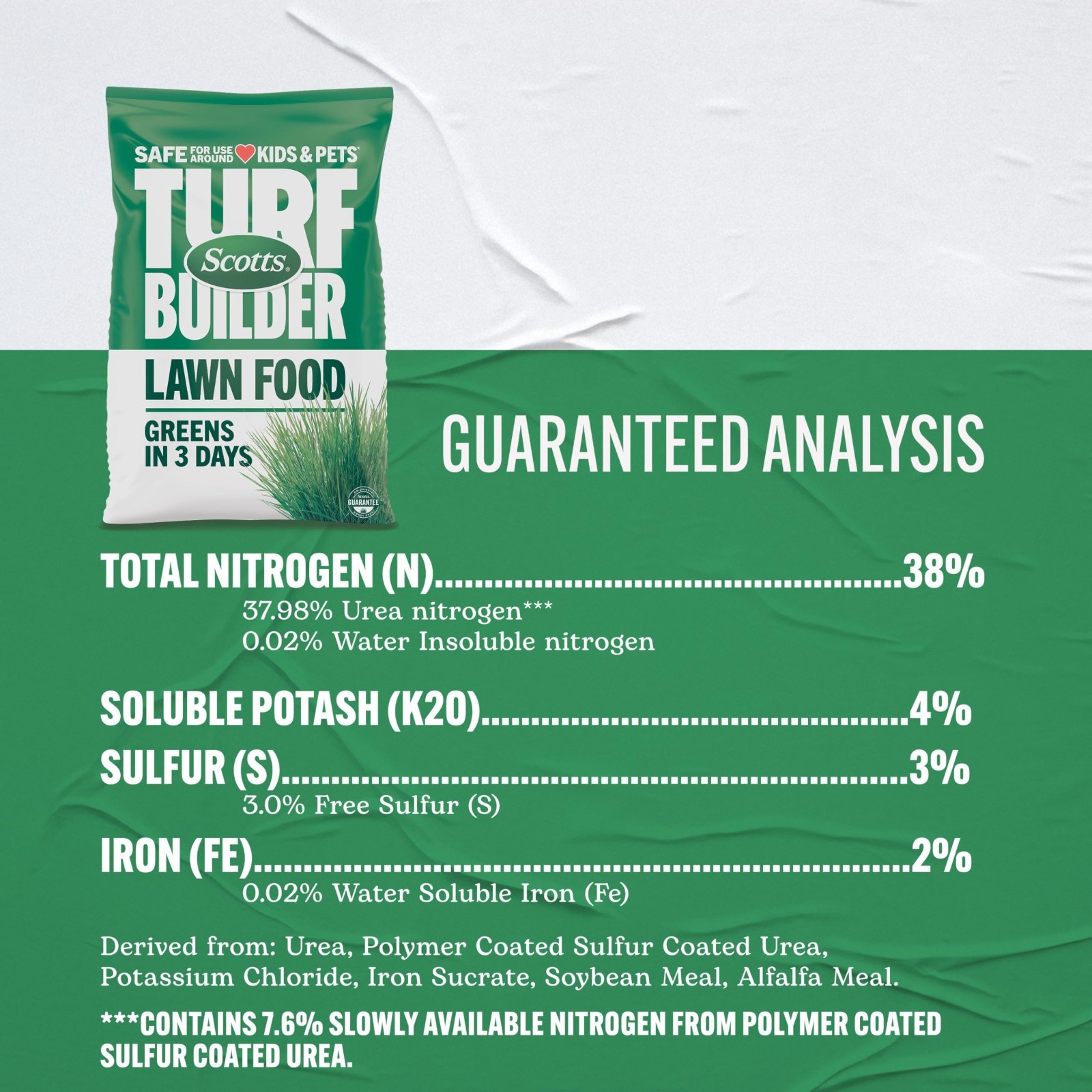 Granular Lawn Fertilizer 38-0-4, 15.8 lbs – All Grass Types, Covers 5,000 sq ft
