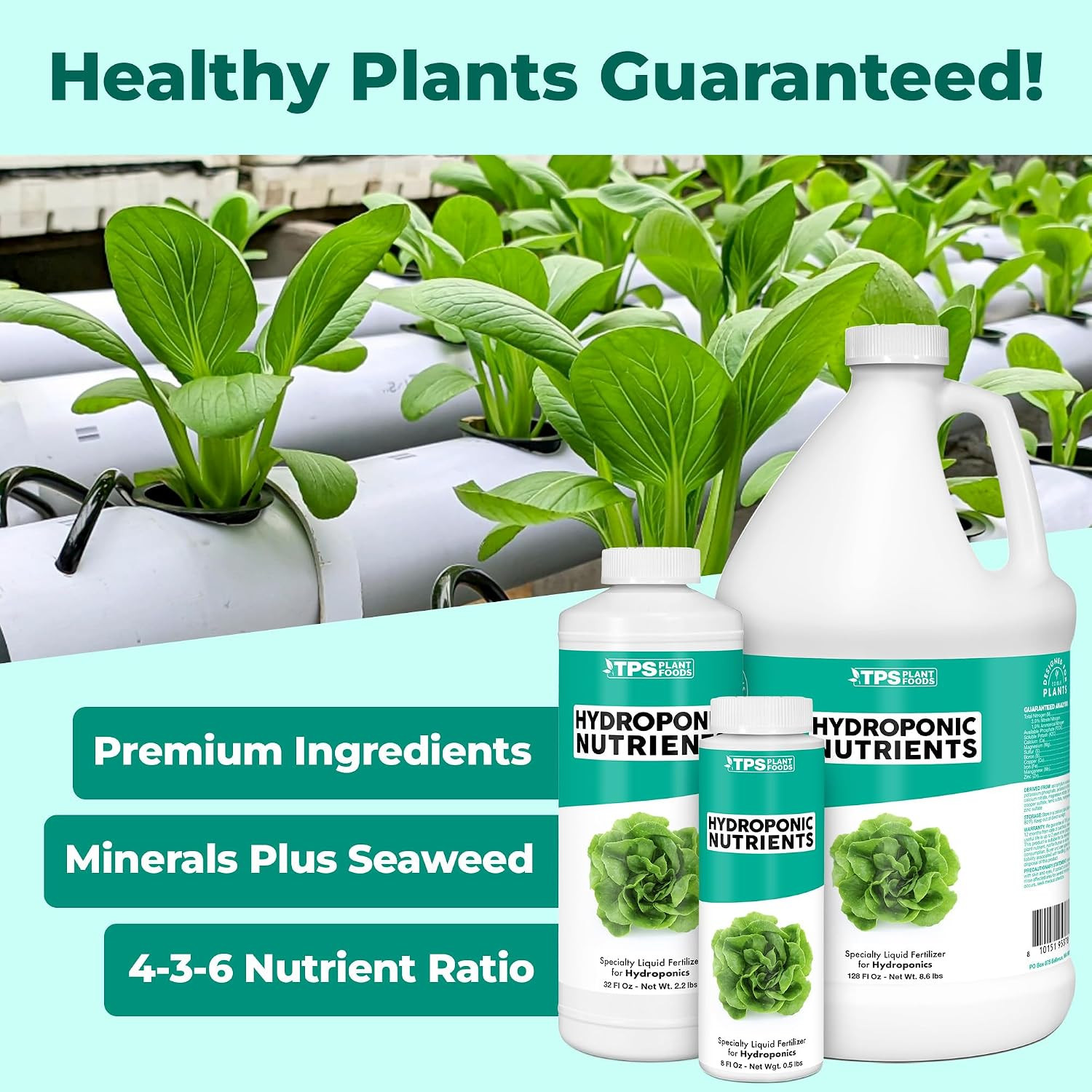 Hydroponic Nutrients for Edible Plants, One Part Complete Liquid Plant Food for