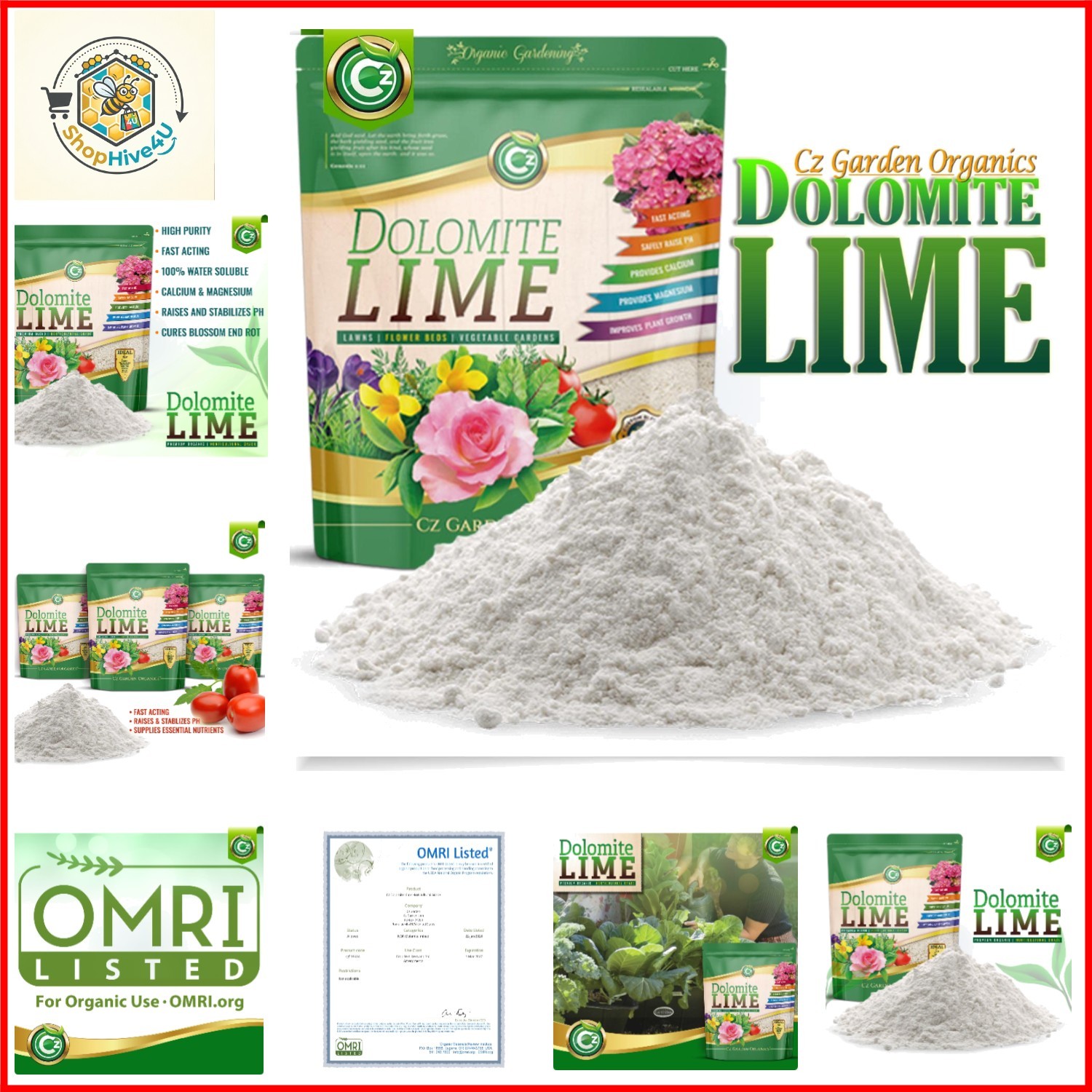 Organic Dolomite Lime 5LB – – OMRI Listed – Garden Soil Amendment Fertilizer…