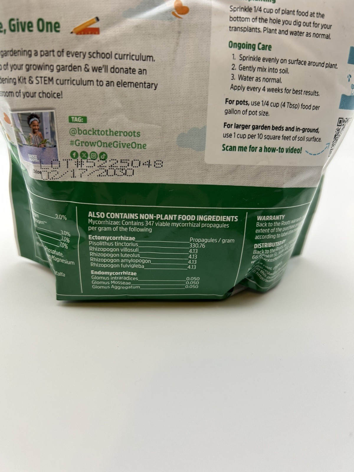 New Back To The Roots Organic Plant Food All-Purpose Premium Blend 1.5 lbs.