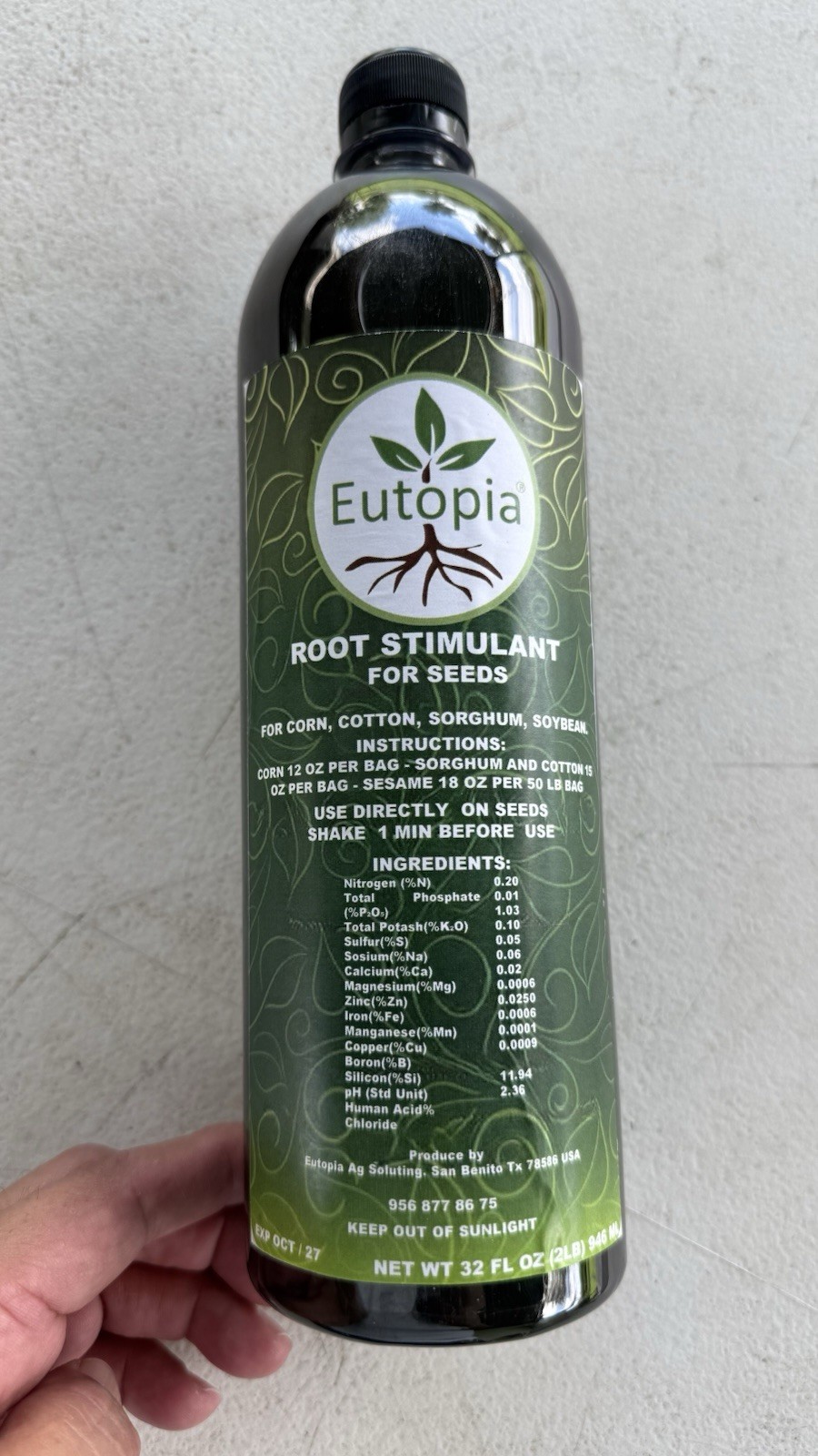 Root Stimulant for Corn Sorghum Cotton Sesame Ocra Vegetables Chía New 32oz