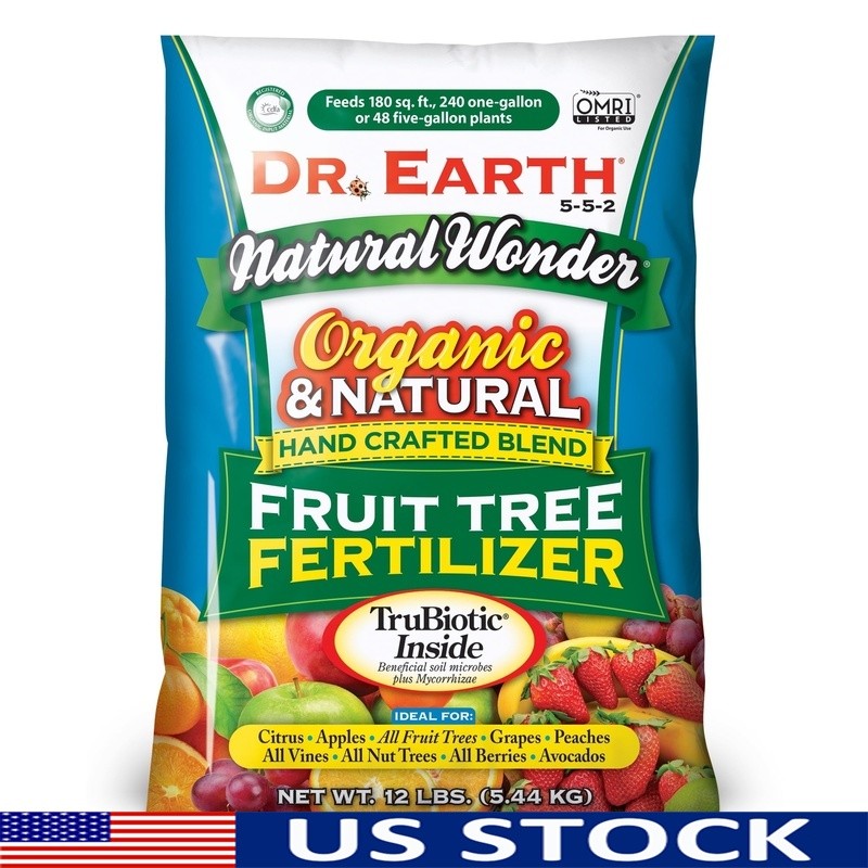 Organic Fruit Tree Food 5-5-2 Fertilizer 12lb Non-GMO Quick Release Safe Pets US