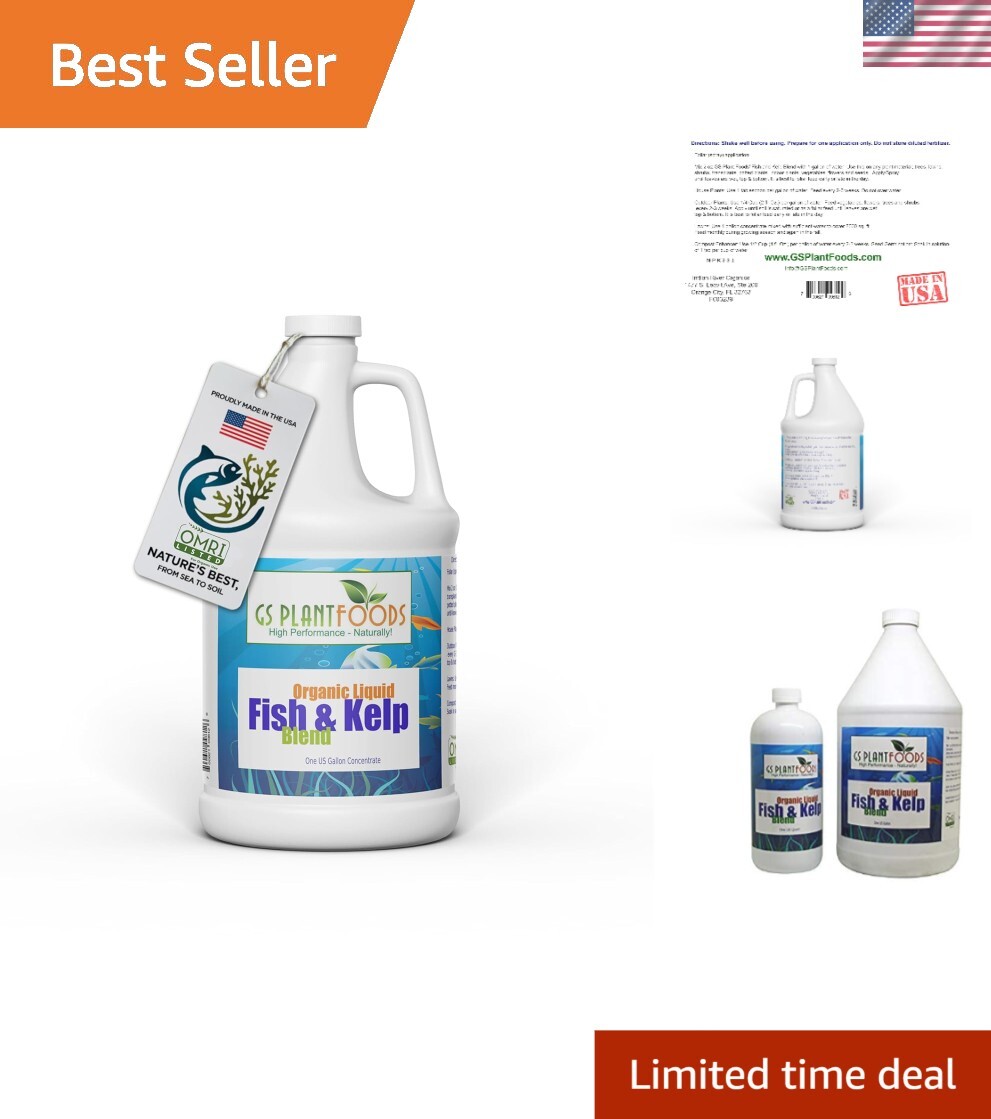OMRI Listed Organic Fish & Kelp Fertilizer – 128 oz for Vibrant Plants & Yields