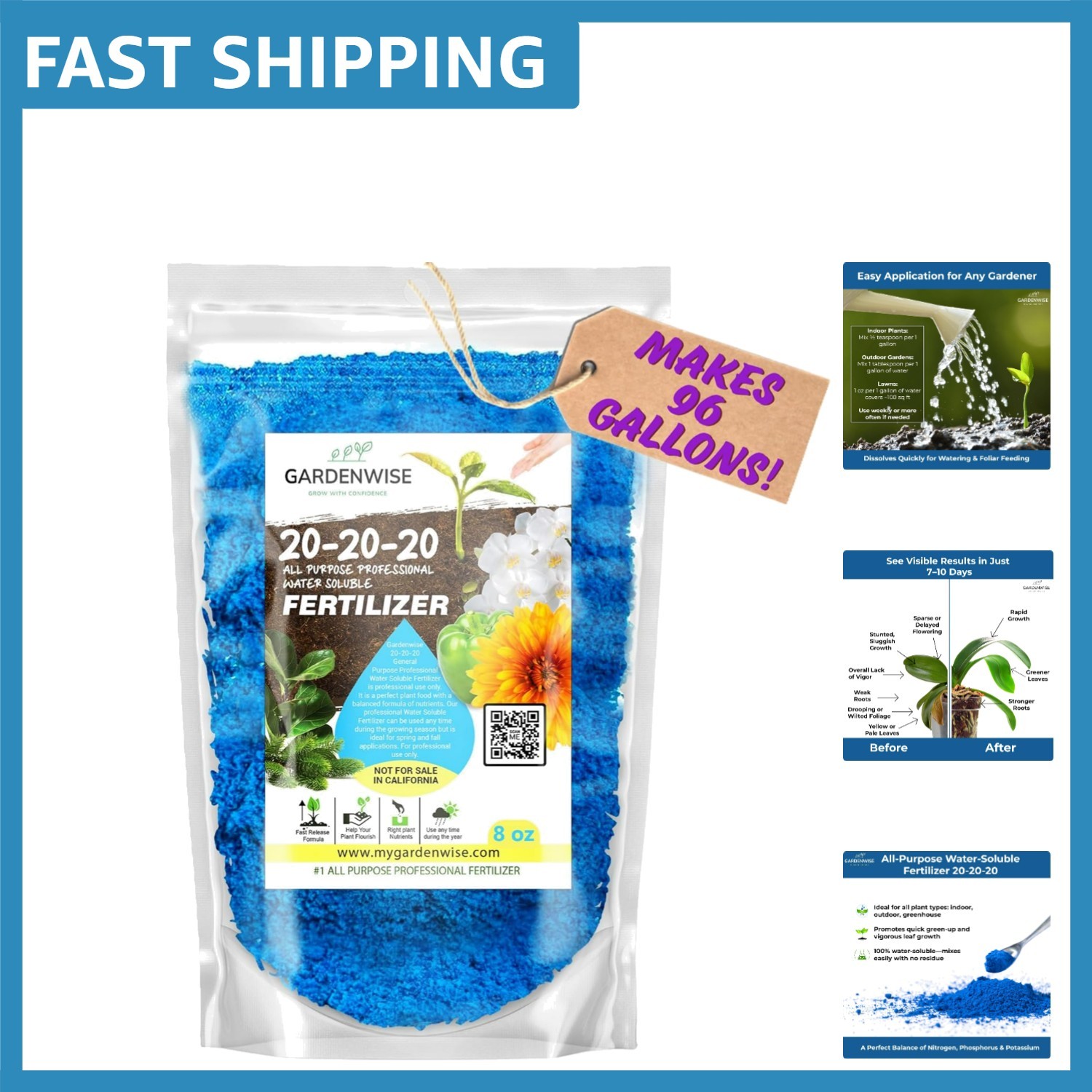 Versatile 20-20-20 Water Soluble Fertilizer for Thriving Gardens, Orchids & More