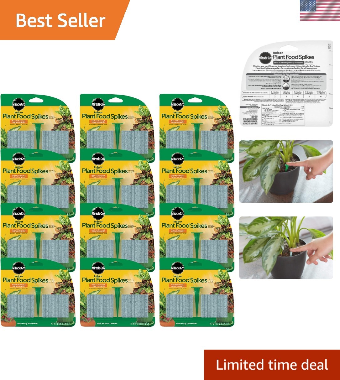 Indoor Plant Food Spikes, 48 Count 12-Pack | For Flowering and Foliage Housep…