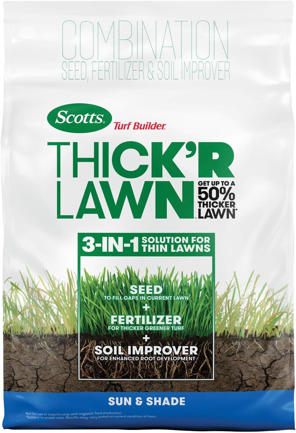 Scotts Turf Builder Thick’R Lawn Sun and Shade, Combination Seed, Fertilizer and