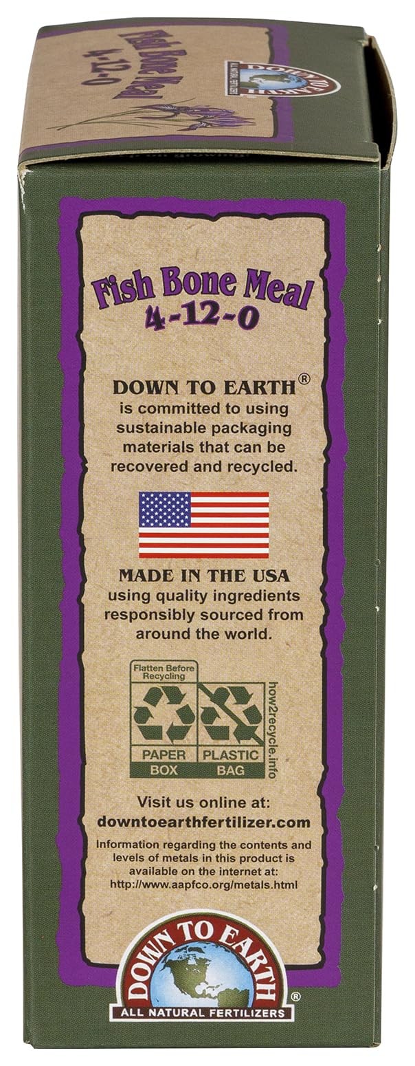Down to Earth Organic Fish Bone Meal Fertilizer Mix 4-12-0, 1 Lb