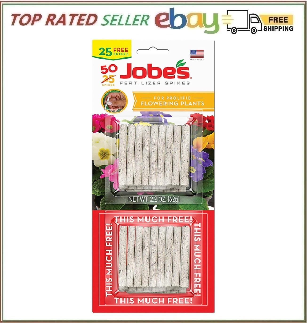 05231T Flowering Plant Fertilizer Spikes 10-10-4, 1 Pack, Multicolor