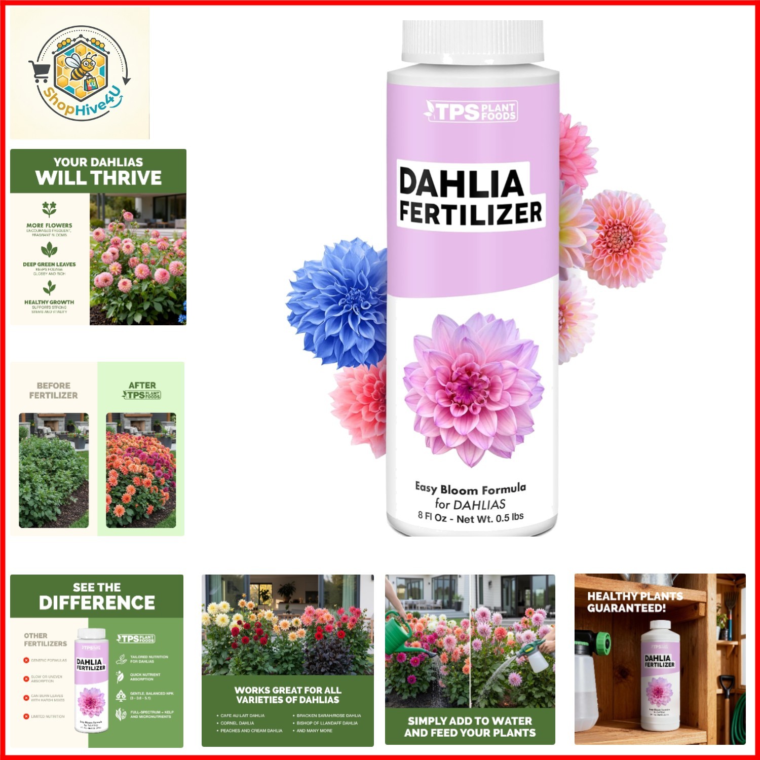 Dahlia Fertilizer – Liquid Plant Food for Bigger Blooms, Vibrant Color & Stro…