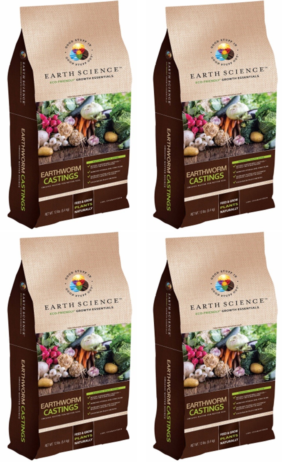Earth Science 11896-4 12 Lb Earthworm Castings Organic Compost – Pack of 4