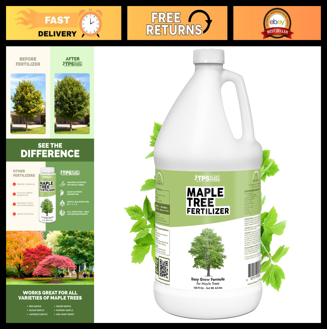 Liquid Maple Tree Fertilizer – Plant Food for Vibrant Leaves, 1 Gallon