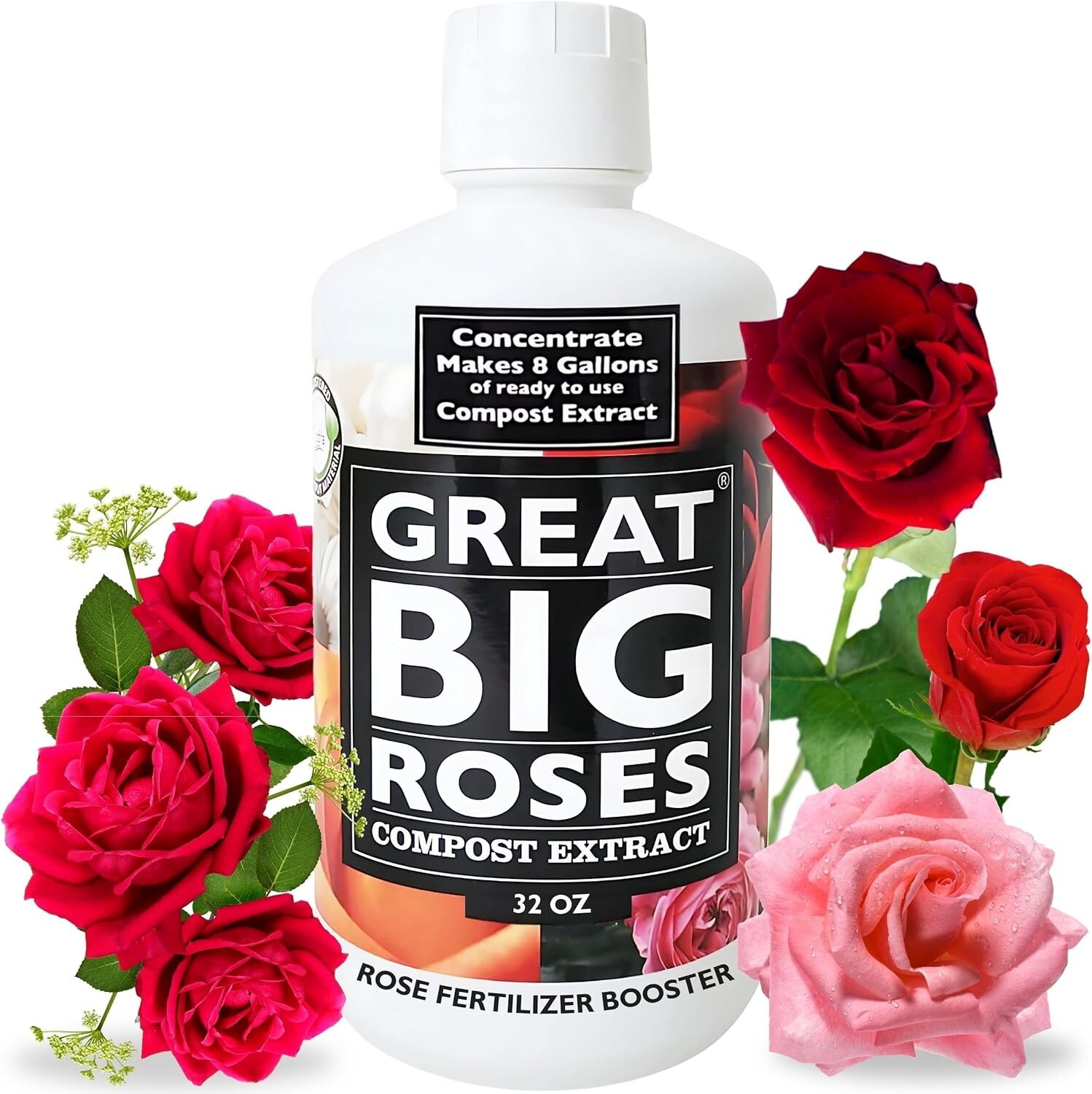 Boost Your Roses Naturally with 32oz Concentrate – Makes 8 Gallons of Fertilizer