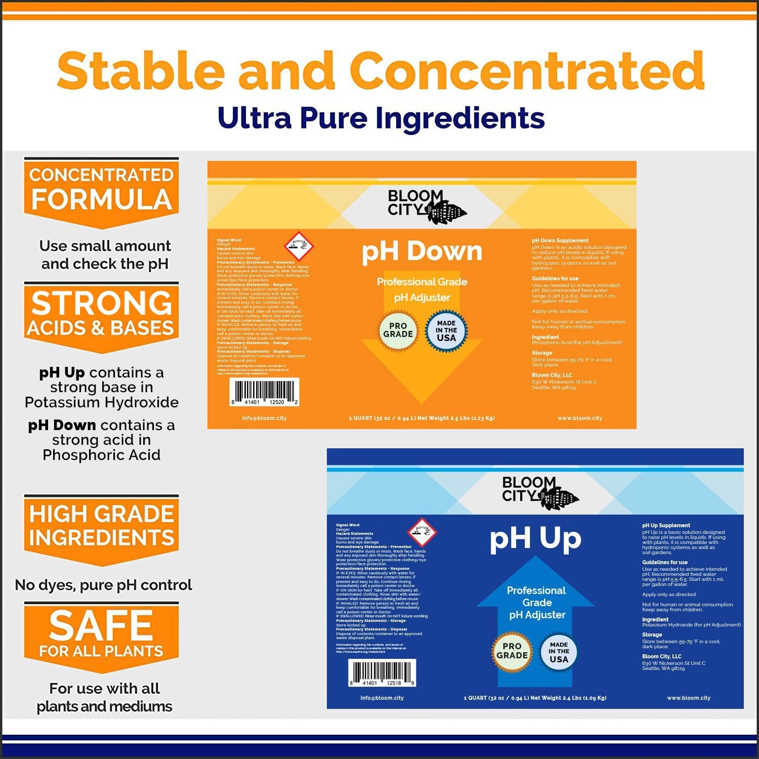 Professional pH Up + Down Control Kit for Optimal Nutrient Uptake (Two 1/2 Pi…