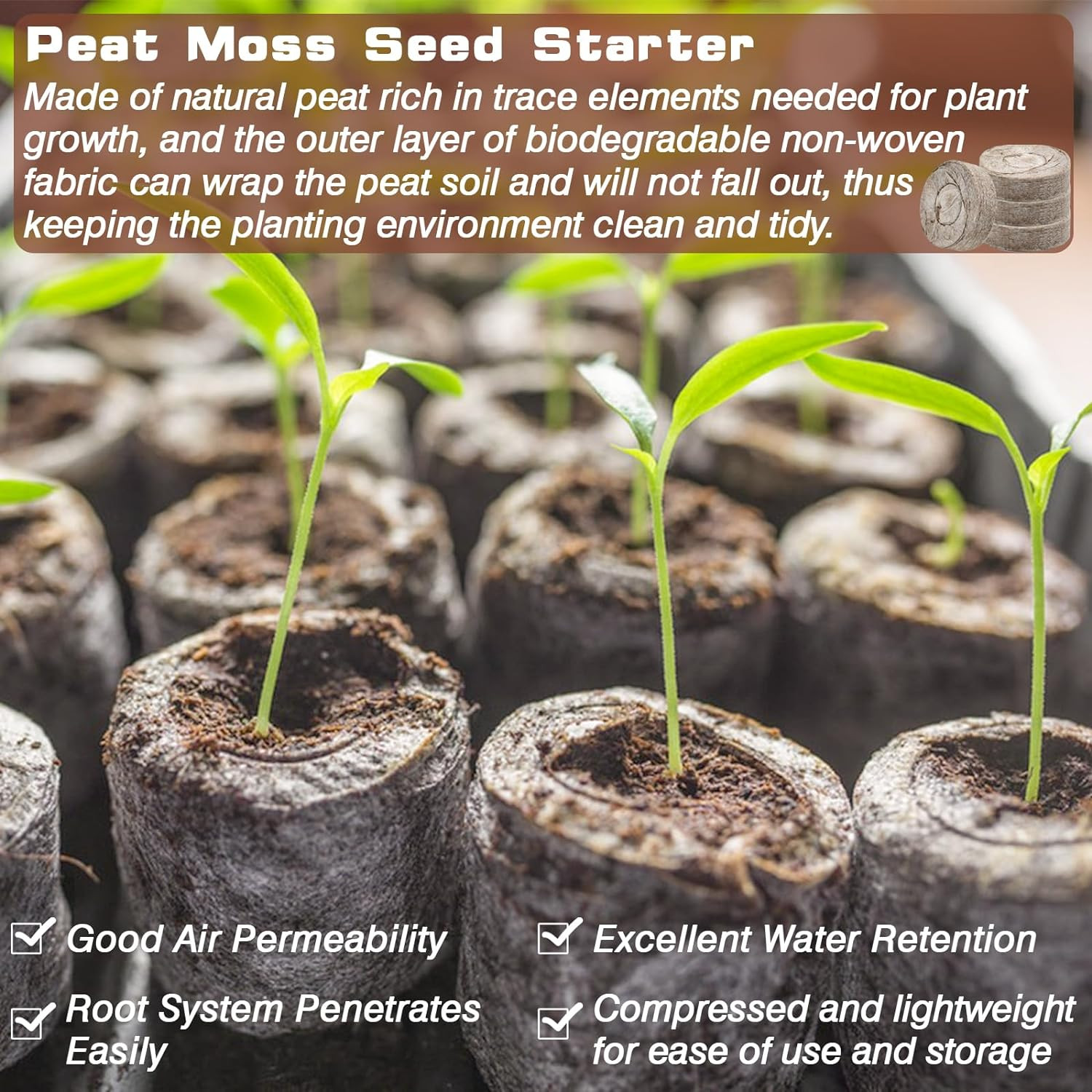 100Pcs 30Mm Peat Pellets for Seedlings, Seed Starter Pods Seed Starting Plugs So