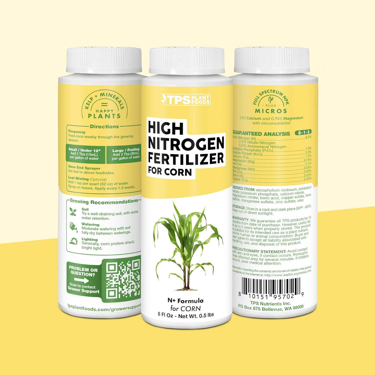 High Nitrogen Fertilizer for Corn – Liquid Plant Food for Strong Stalk Growth, D