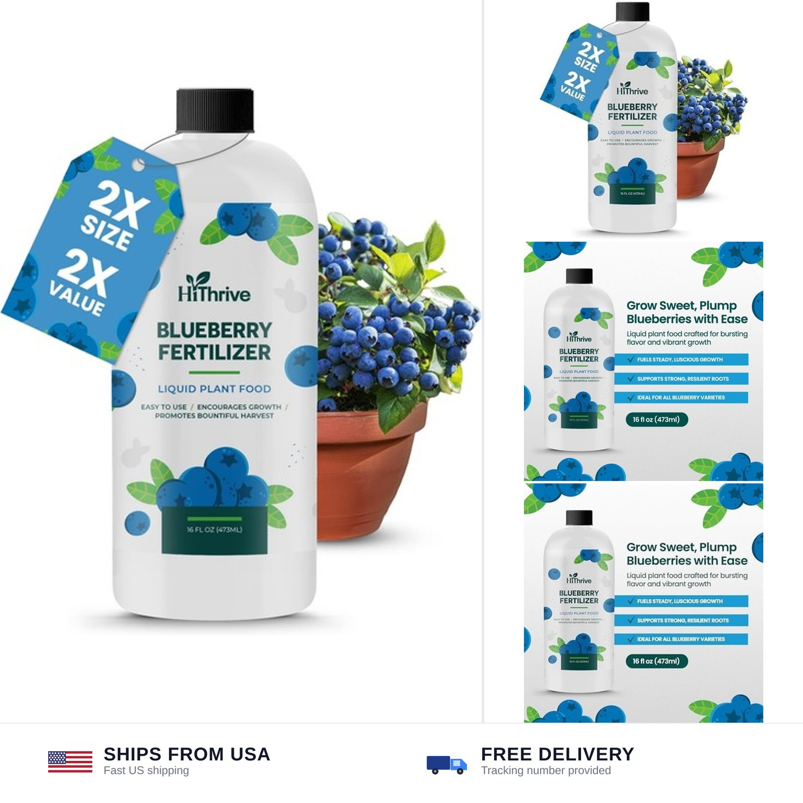 16oz Blueberry Fertilizer – Makes 16 Gallons of Fruit Tree Fertilizer for Blu…