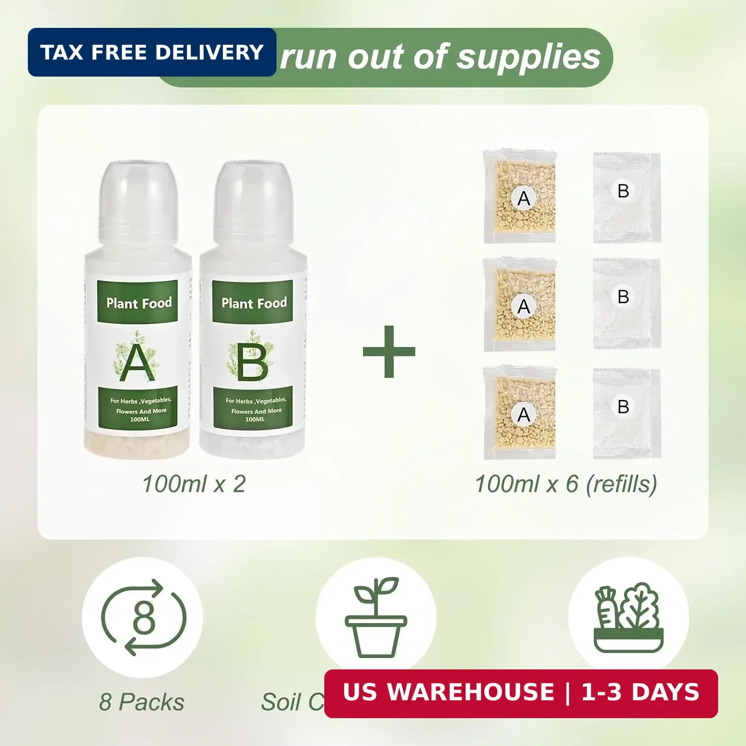Hydroponic Nutrients a & B, 800Ml Plant Food for Indoor Growing System FAST SHIP