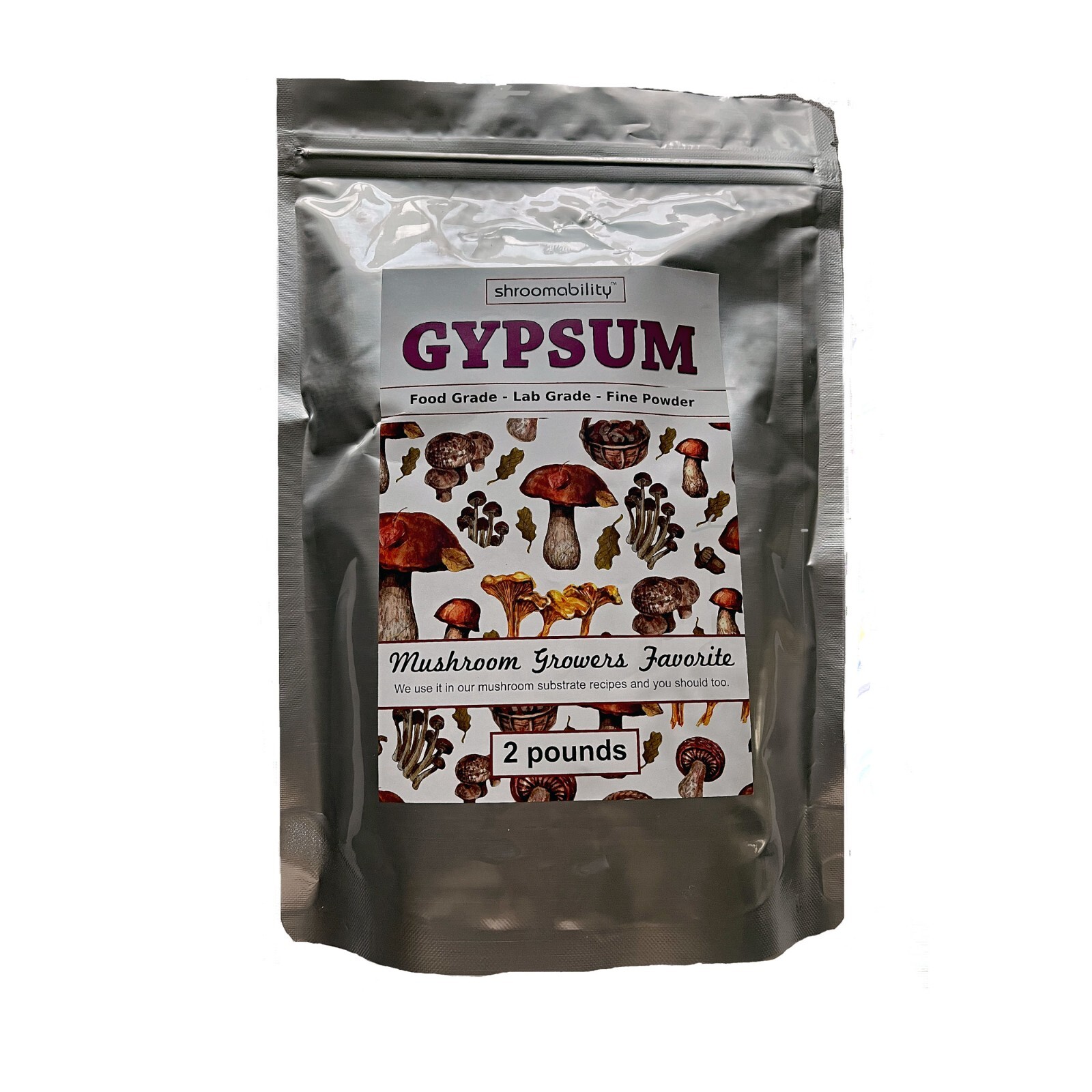 Gypsum Powder For Mushroom Growing Food Grade 2 lb Resealable Bag