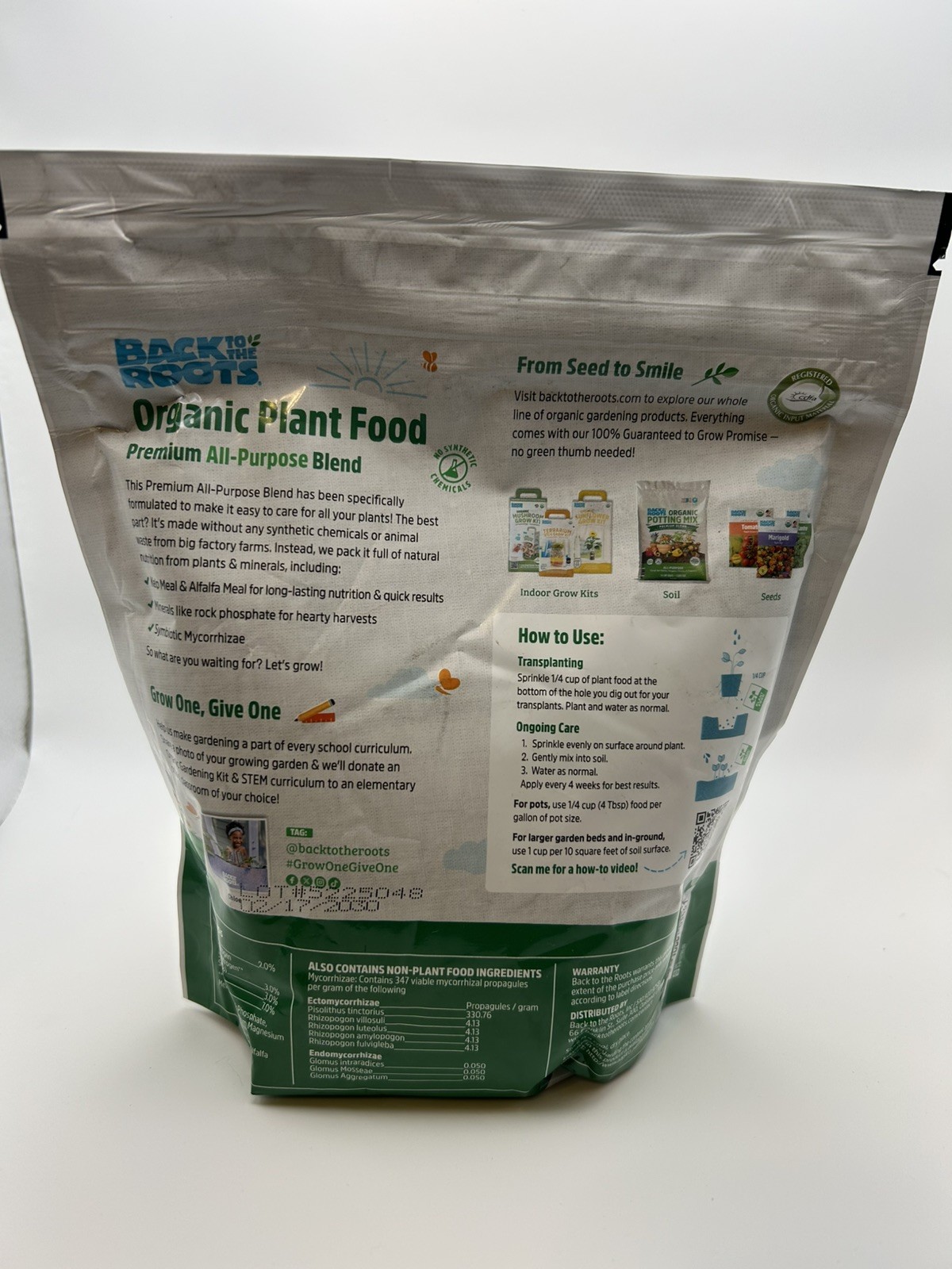 New Back To The Roots Organic Plant Food All-Purpose Premium Blend 1.5 lbs.