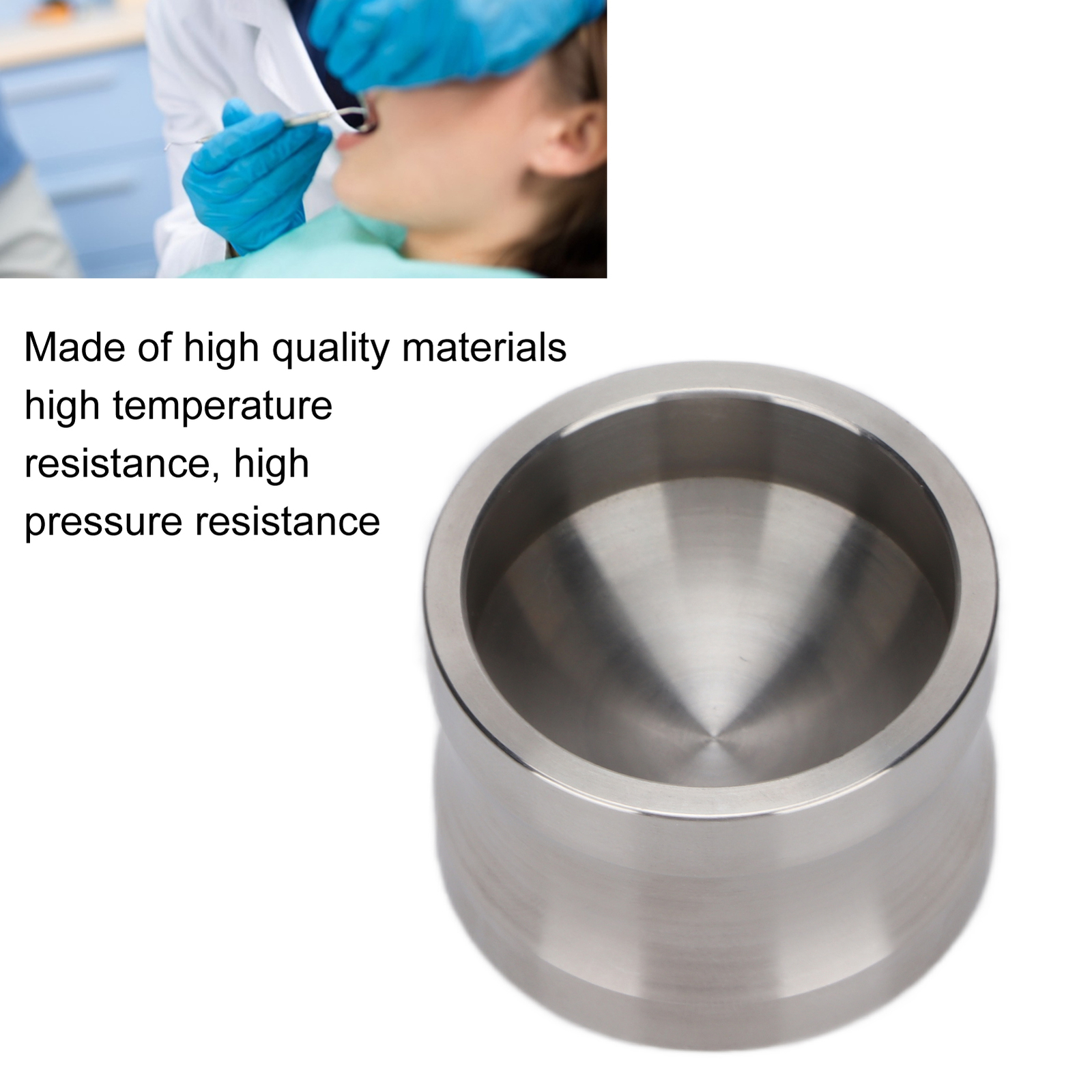 Dental Bone Meal Cup Stainless Steel Matte Uncoated Sturdy Anti Oxidation