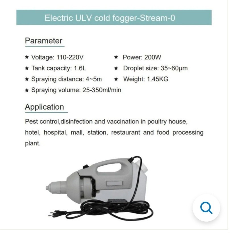 Corded Mini Disinfectant Fogger, Sprayer and Mister with 1.5 L Tank 200W NEW