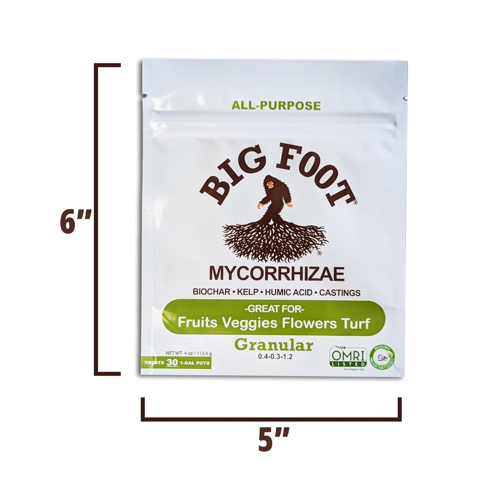 Big Foot Mycorrhizae – Double Your Plant Size, Easy to Use, Made in USA, Treats