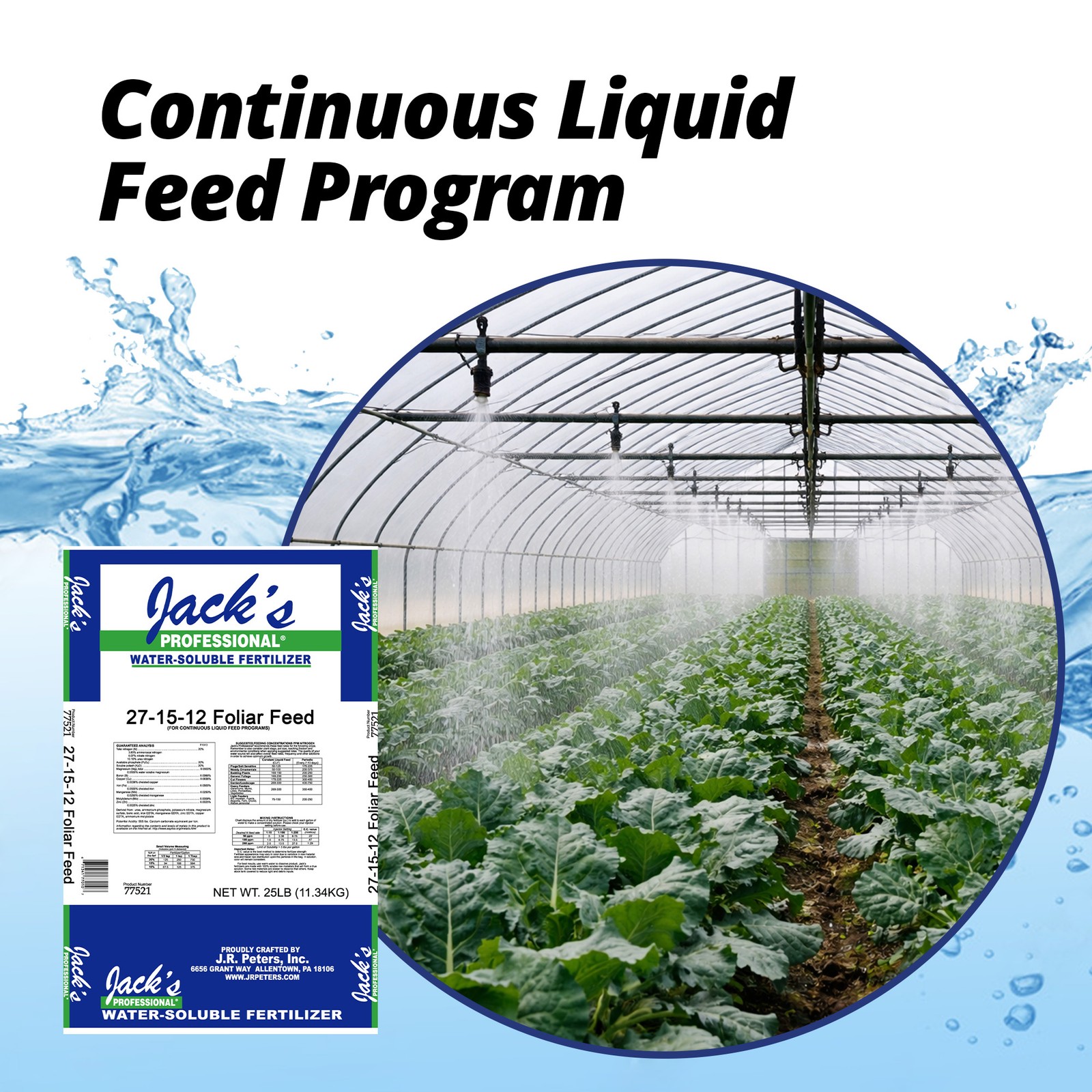Jack’s Professional 27-15-12 Foliar Feed Water-Soluble Fertilizer, 25lbs