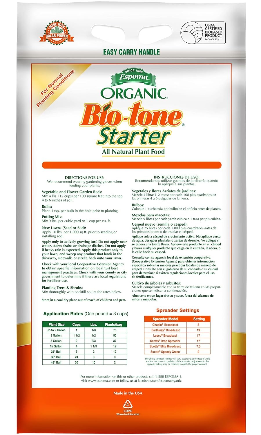 Espoma BTSG25 Granular Bio Tone Starter, 25-Pound,4-3-3 Fertilizer Analysis