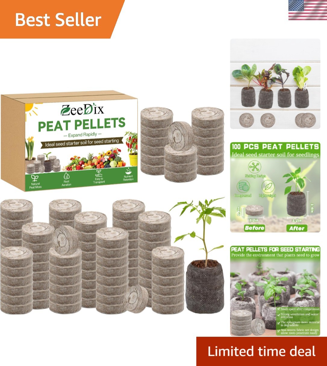 High Success Rate Seed Starter Pods – 100 Pcs 30mm Peat Pellets for All Plants