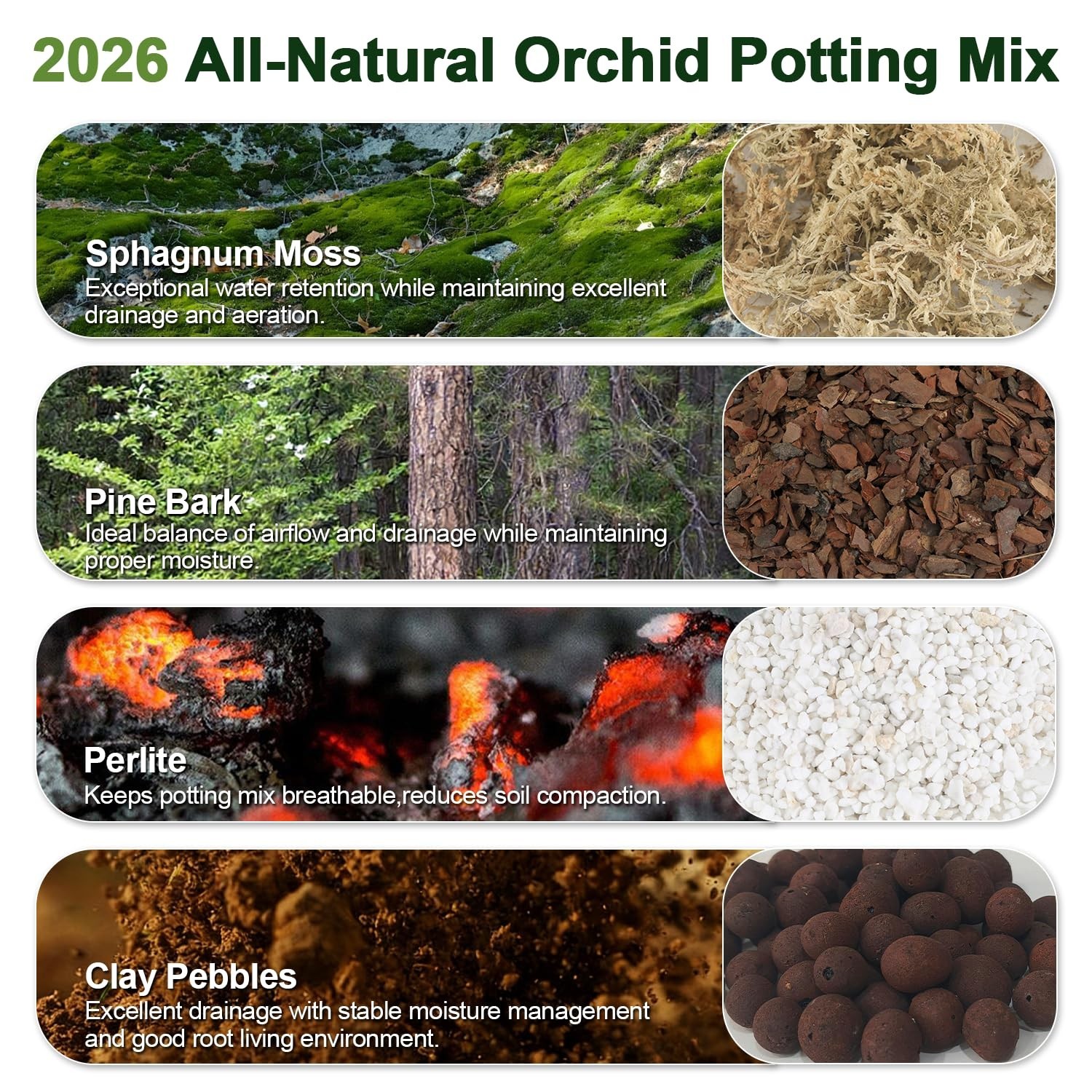 Orchid Bark Potting Mix 9 Quart, Mix Pine Bark,Perlite, Sphagnum Moss and Cla…