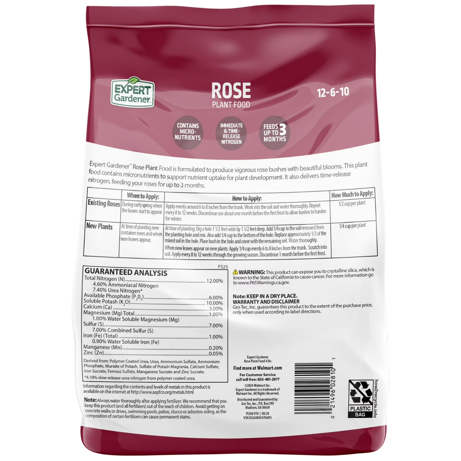 Rose Fertilizer 12-6-10 Plant Food Roses Blooms Root Growth Expert Gardener